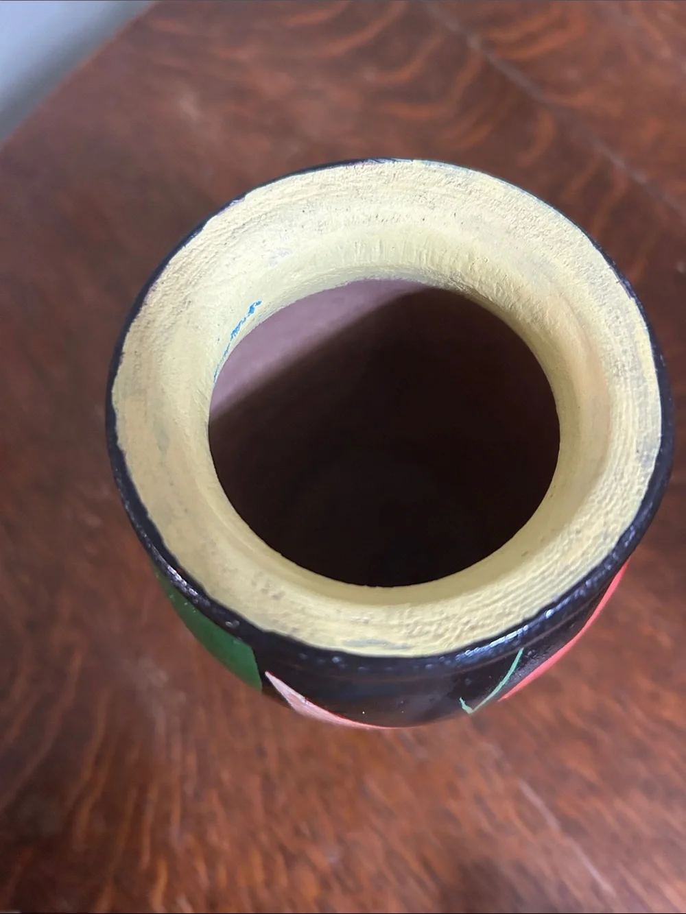 Hand painted wooden vase